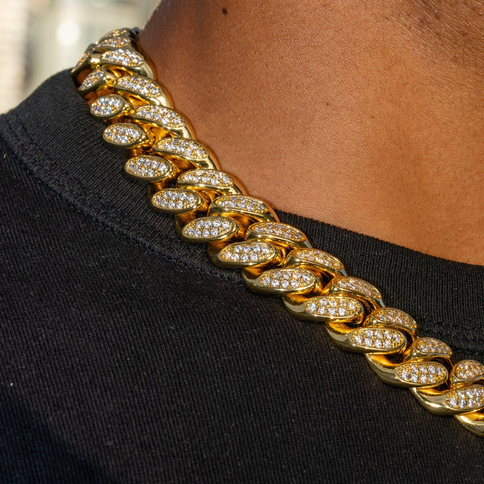 19MM ICED CUBAN CHAIN - GOLD