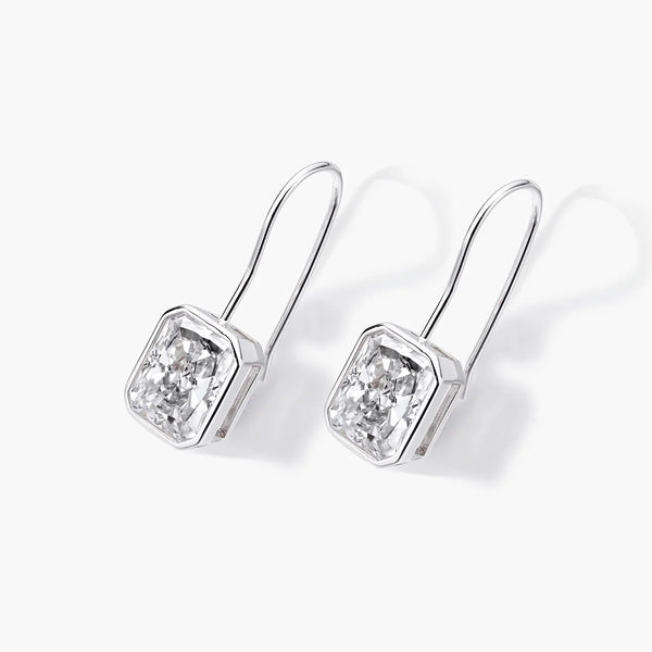 Bezel Radiant Cut Drop Earrings