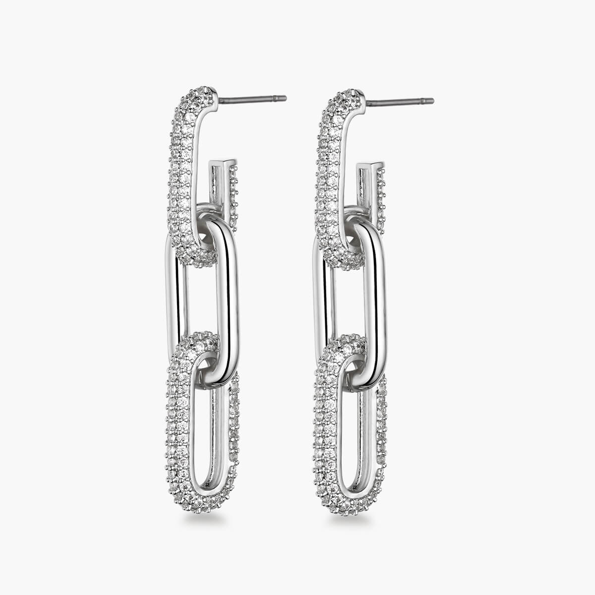 Half Pave Chain Earrings