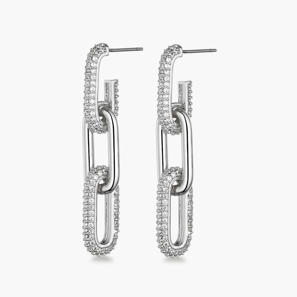 Half Pave Chain Earrings