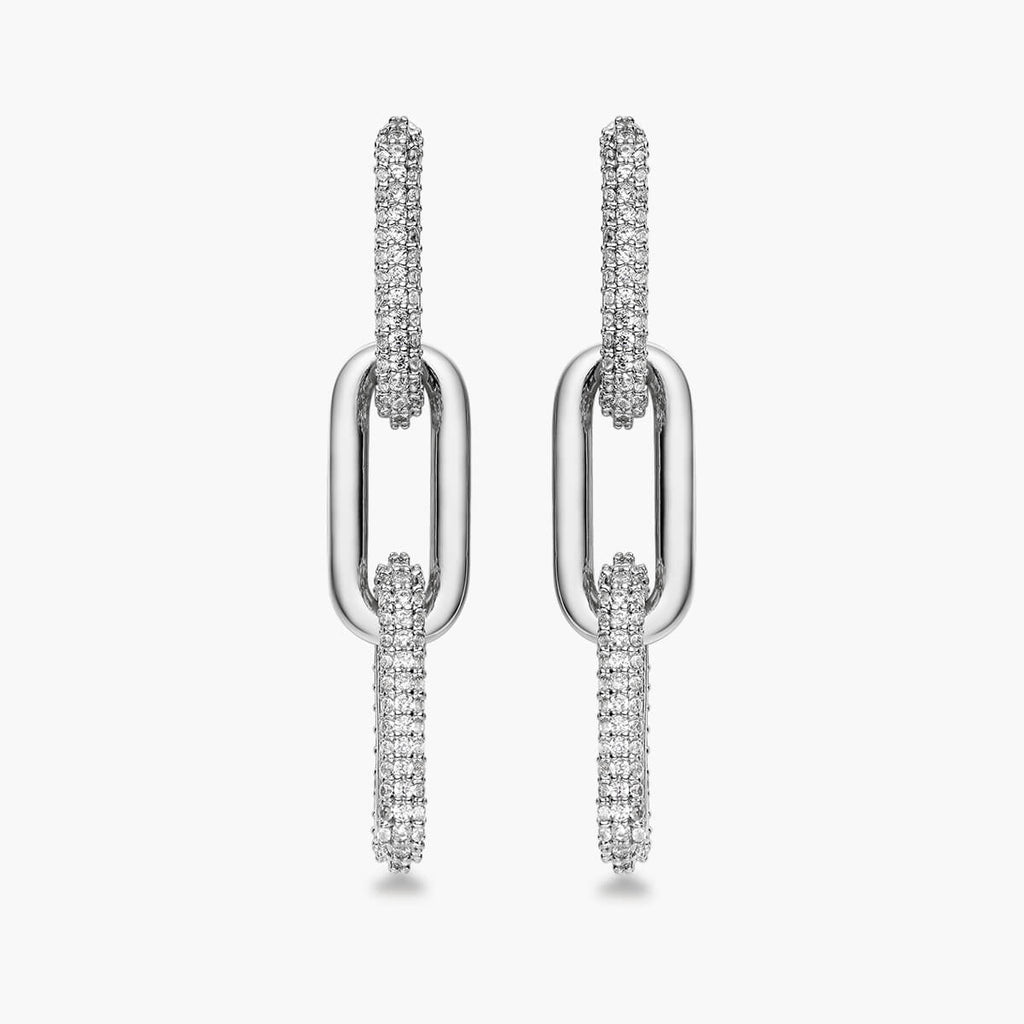 Half Pave Chain Earrings