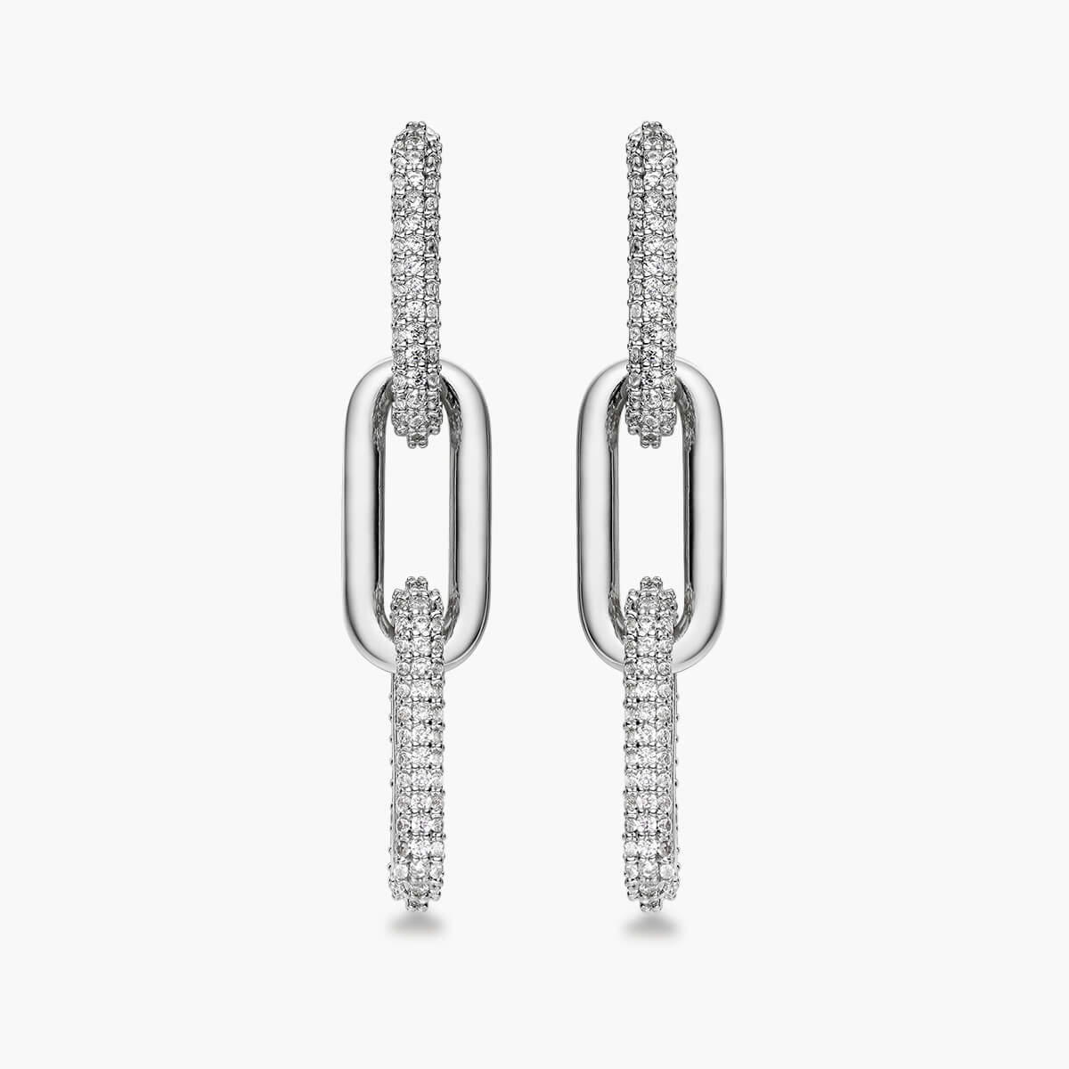 Half Pave Chain Earrings