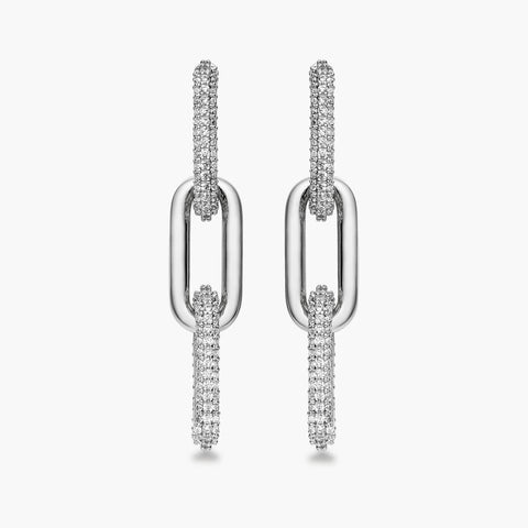 Half Pave Chain Earrings