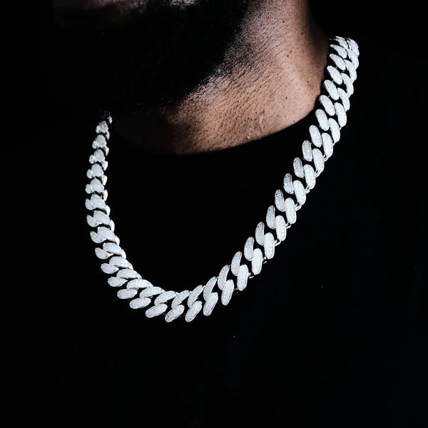 ICED CUBAN LINK CHOKER IN WHITE GOLD 19MM