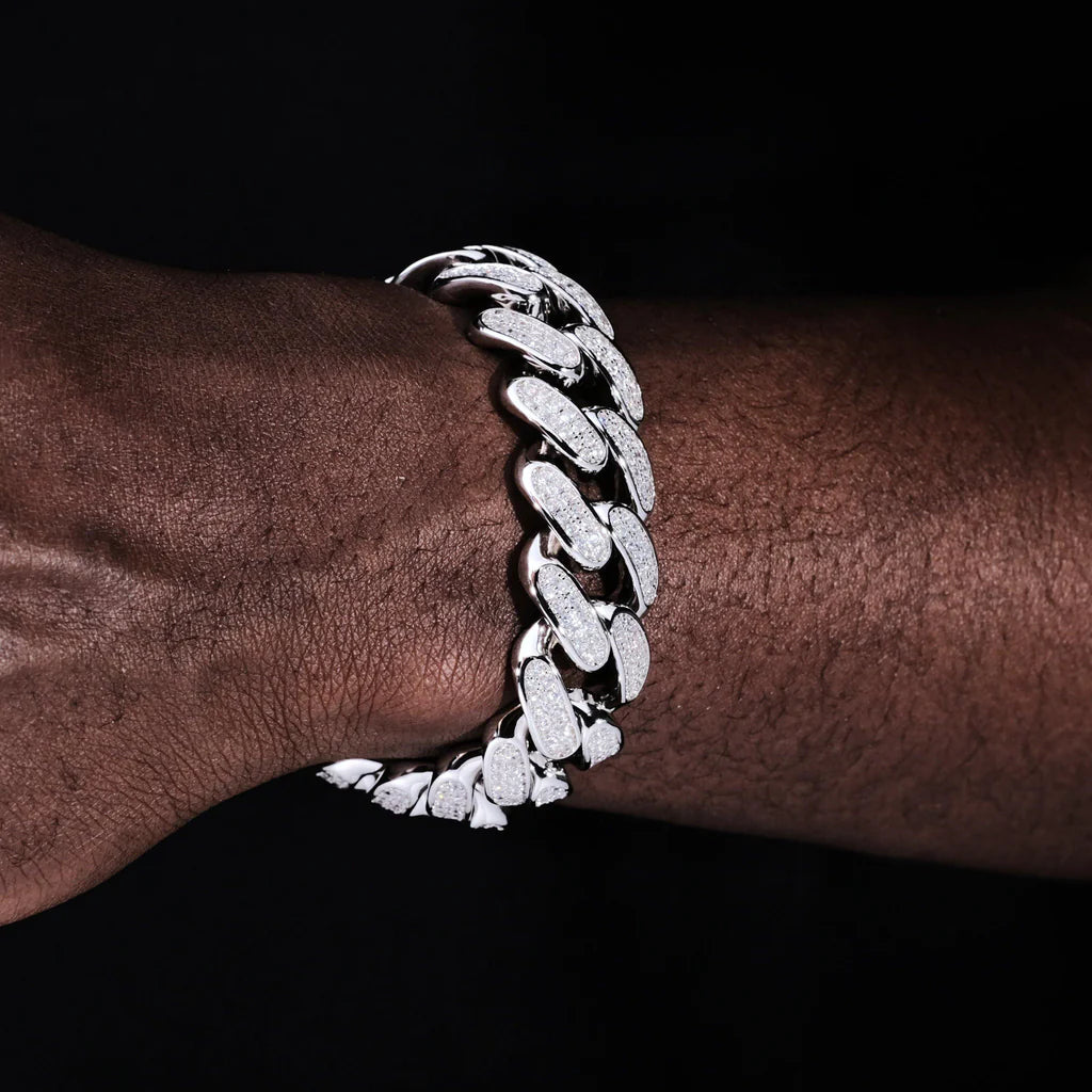 ICED CUBAN LINK BRACELET (19MM) IN WHITE GOLD