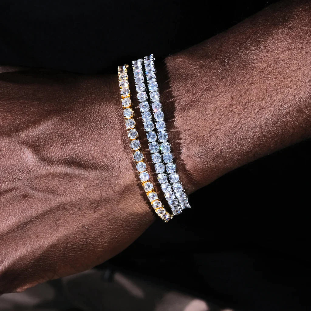 TWO-TONE 4MM ICED PLATED CUBAN LINK BRACELET