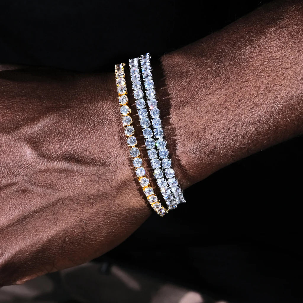 TWO-TONE 4MM ICED PLATED CUBAN LINK BRACELET