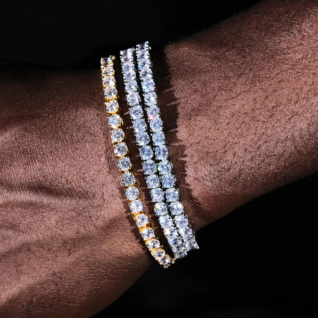 TWO-TONE 4MM ICED PLATED CUBAN LINK BRACELET