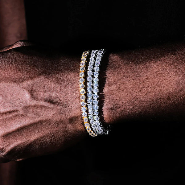 TWO-TONE 4MM ICED PLATED CUBAN LINK BRACELET