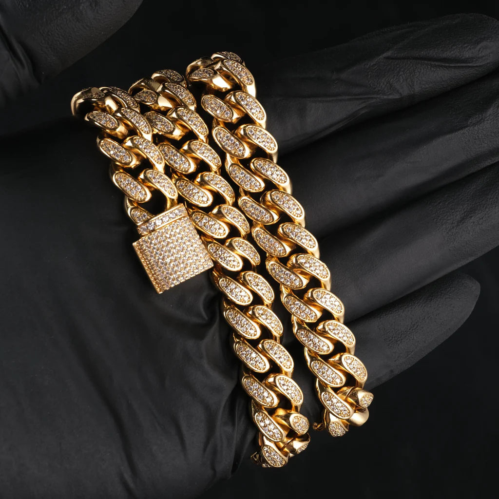 Fully Iced Out Cuban Link Chain 12mm