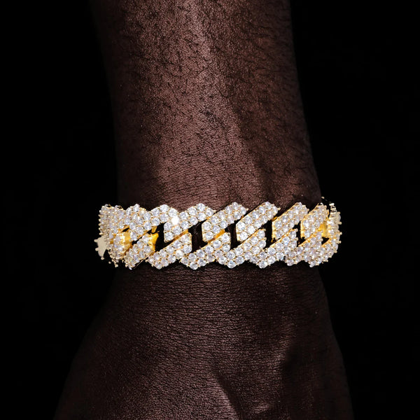 19MM 2-ROW ICED PRONG CUBAN BRACELET