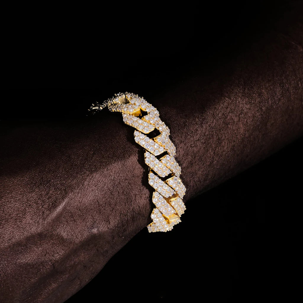 19MM 2-ROW ICED PRONG CUBAN BRACELET