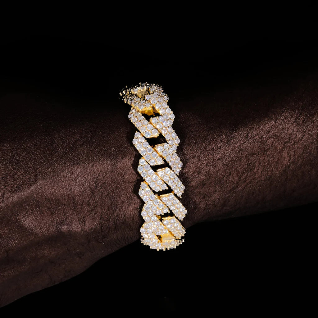 19MM 2-ROW ICED PRONG CUBAN BRACELET