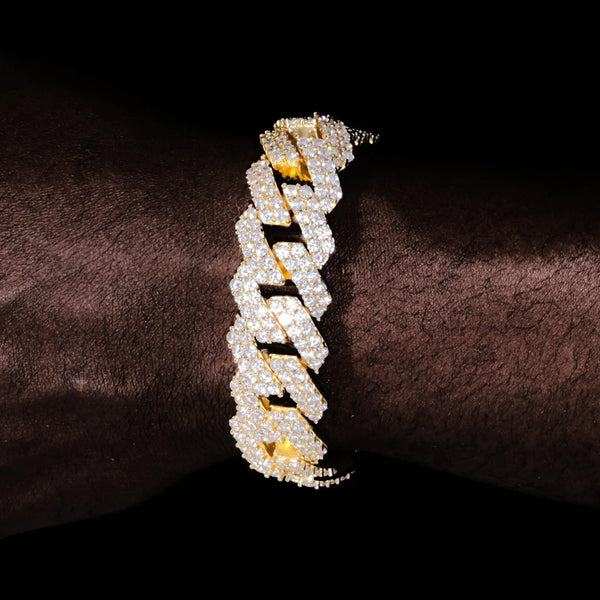 19MM 2-ROW ICED PRONG CUBAN BRACELET