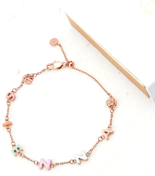 Custom Enamel Name Bracelet (Rose Gold)