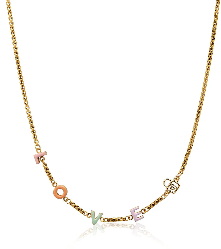 Custom Enamel Name Necklace (Gold)