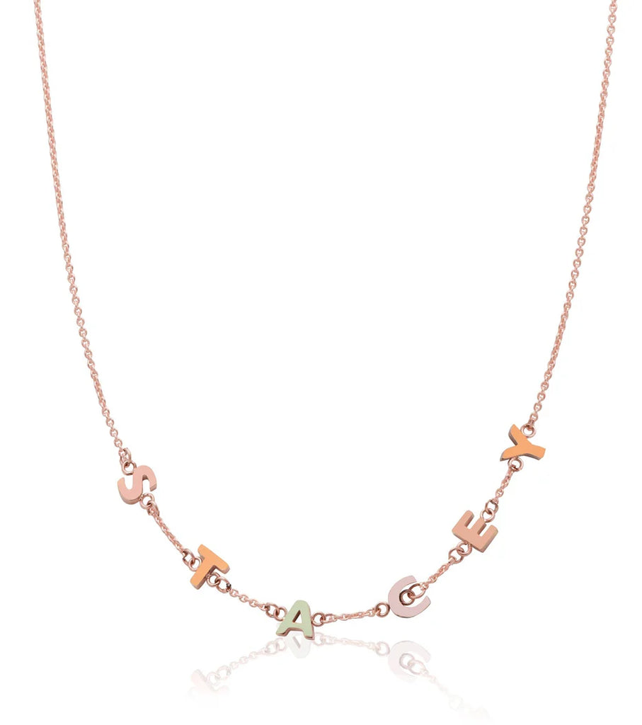 Custom Enamel Name Necklace (Rose Gold)