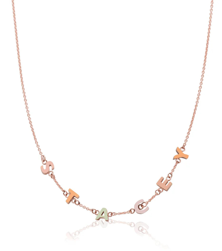 Custom Enamel Name Necklace (Rose Gold)