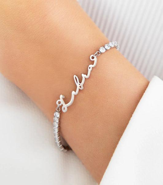 Signature Name Tennis Bracelet (Silver)