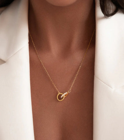 Interlinked Crystal Necklace (Gold)