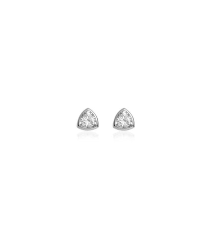 Sterling Silver Crystal Stud Earrings (Silver)