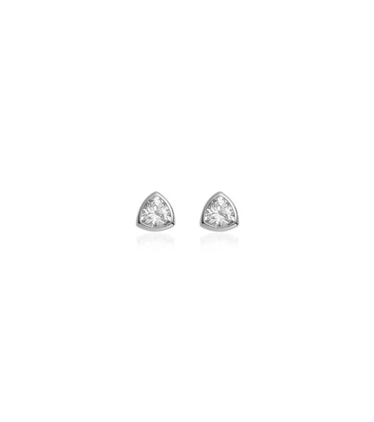 Sterling Silver Crystal Stud Earrings (Silver)