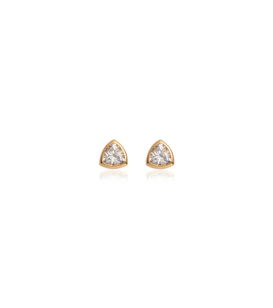 Sterling Silver Crystal Stud Earrings (Gold)