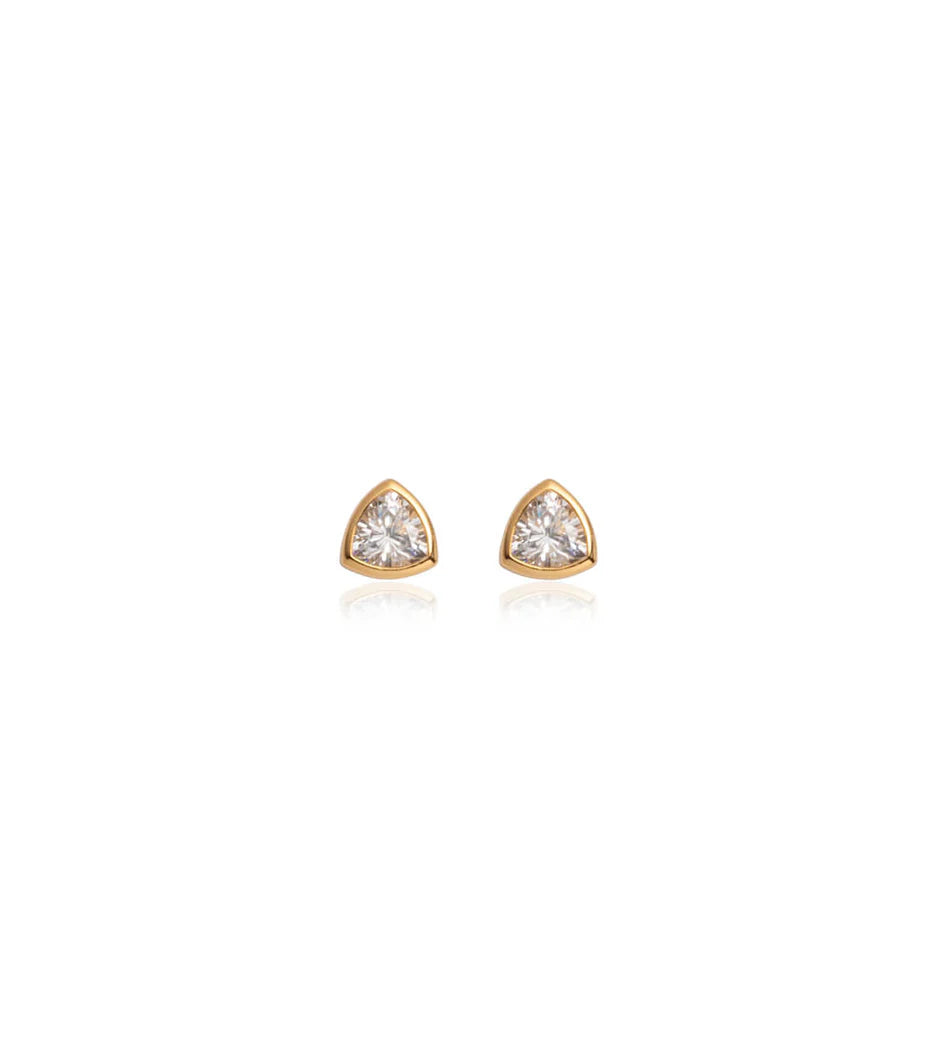 Sterling Silver Crystal Stud Earrings (Gold)