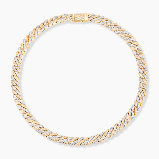 Gold & Silver Iced Out Cuban Link Chain 10mm