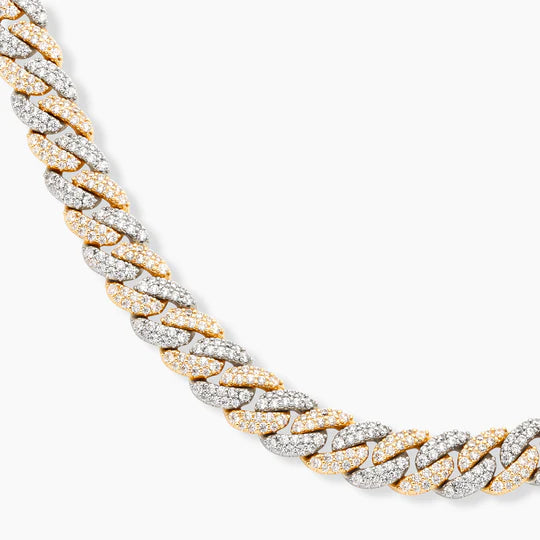 Gold & Silver Iced Out Cuban Link Chain 10mm