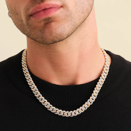 Gold & Silver Iced Out Cuban Link Chain 10mm