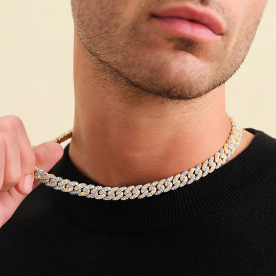 Gold & Silver Iced Out Cuban Link Chain 10mm