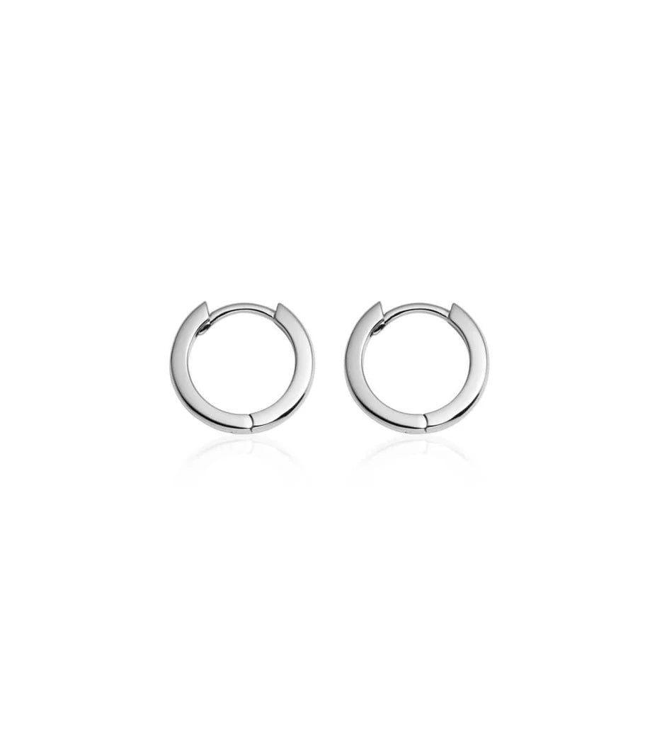 Sterling Silver Huggie Hoop Earrings (Silver)