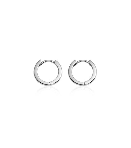 Sterling Silver Huggie Hoop Earrings (Silver)