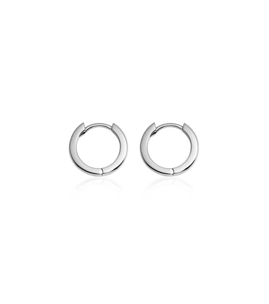 Sterling Silver Huggie Hoop Earrings (Silver)