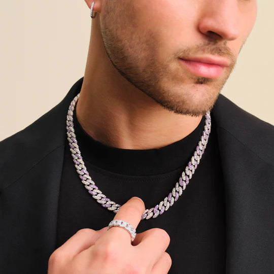 Purple Iced Out Cuban Link Chain 10mm