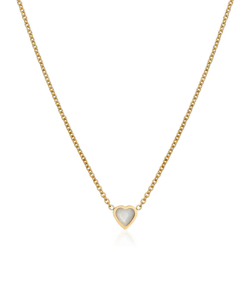 Mini Heart Birthstone Necklace (Gold)