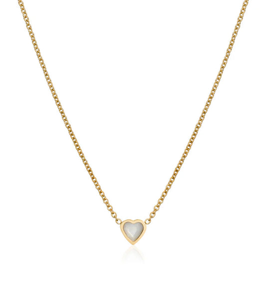 Mini Heart Birthstone Necklace (Gold)