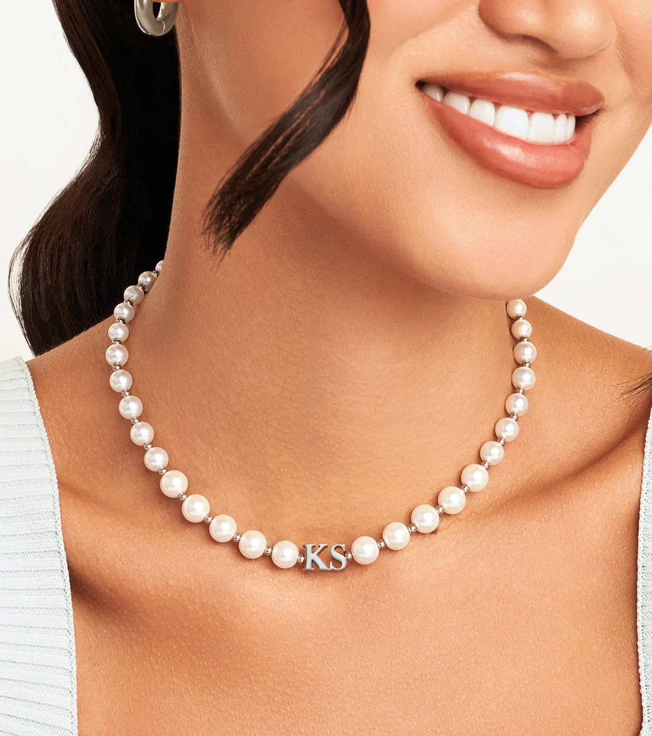 Lunar Pearl Initial Choker (Silver)