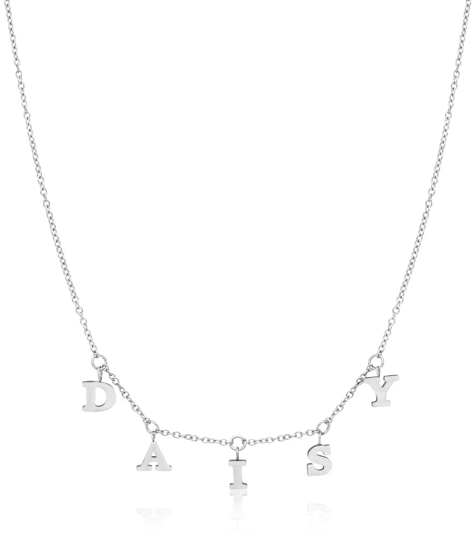 Mini Hanging Letter Name Necklace (Silver)