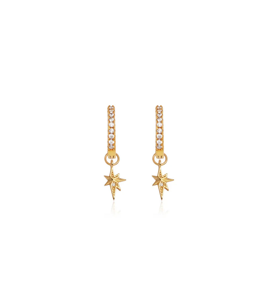 Sterling Silver Mini Starburst Crystal Earrings (Gold)