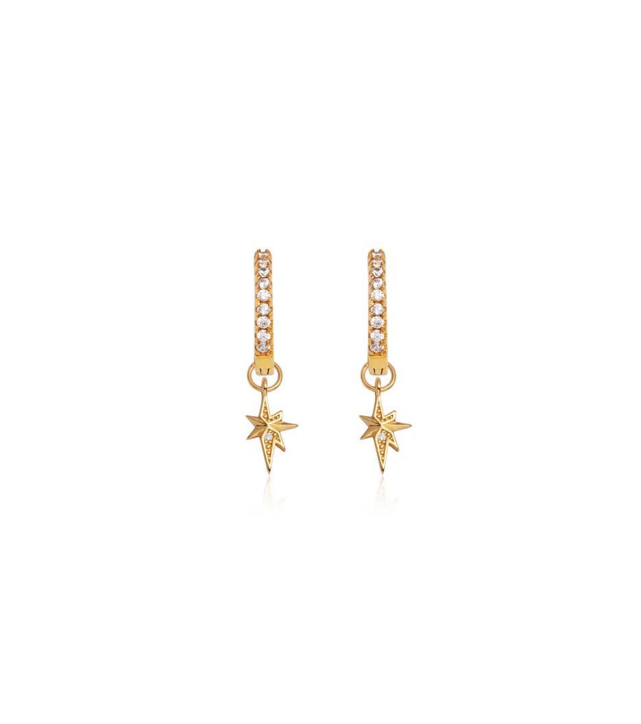 Sterling Silver Mini Starburst Crystal Earrings (Gold)