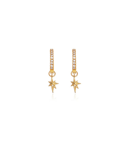 Sterling Silver Mini Starburst Crystal Earrings (Gold)