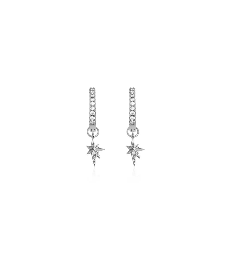 Sterling Silver Mini Starburst Crystal Earrings (Silver)