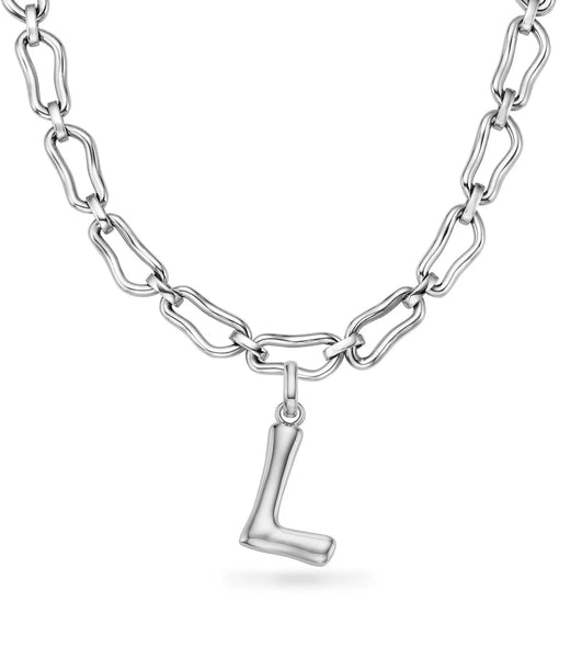 Molten Initial Necklace (Silver)