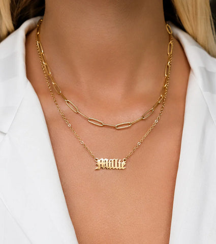 Old English Name Necklace (Gold)