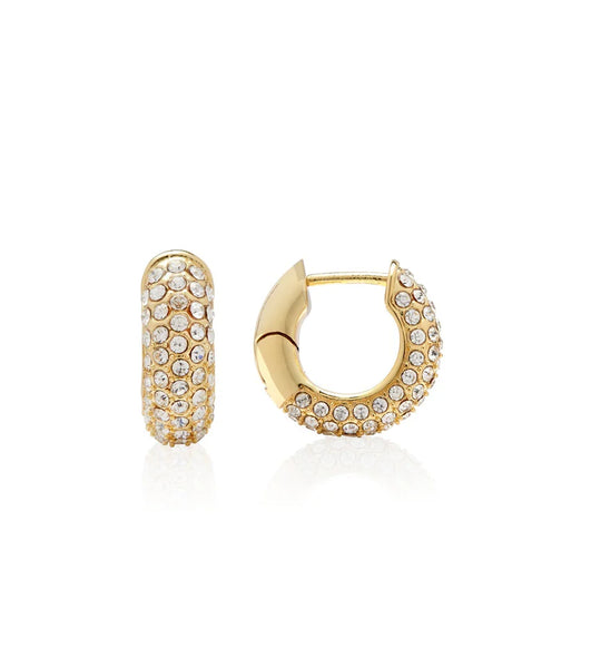 Pavé Crystal Chunky Huggie Hoops (Gold)