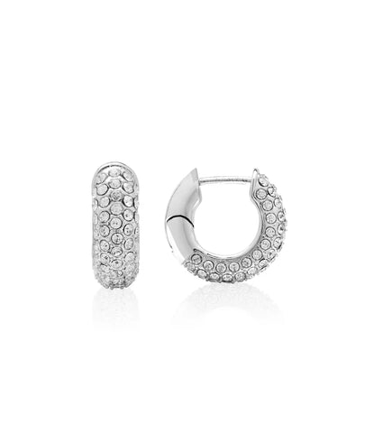 Pavé Crystal Chunky Huggie Hoops (Silver)