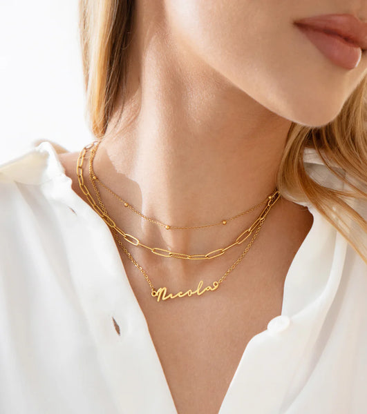 Paperclip Chain Necklace (Gold)