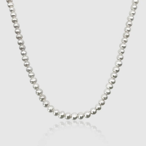 ROUNDED REAL PEARL NECKLACE (SILVER)